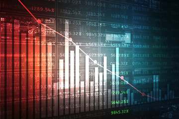 2d rendering Stock market online business concept. business Graph 