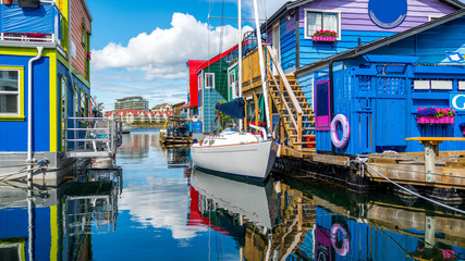 Victoria, Vancouver Island British Columbia Canada.  Boat Houses at Fisherman's Wharf. © Daniel Avram