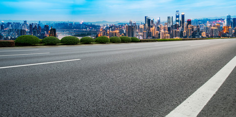 Roads and squares over cities, urban scenery