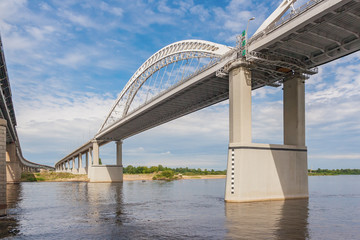 Perspective of an automobile bridge across the Volga, Nizhny Novgorod