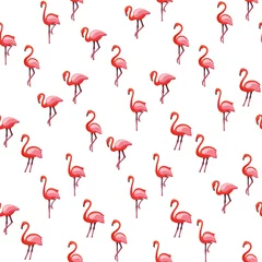 Foto auf Acrylglas Flamingo Pink flamingo seamless pattern on white background