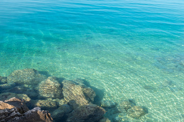 Beautiful Adriatic Sea with rocks on beach