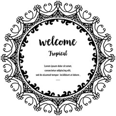 Concept elegant welcome tropical, isolated on a white, various flower. Vector