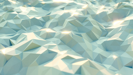 Abstract background. Low poly span. Triangulated with depth of field and highlights. Daytime, bright lighting. 3d rendering.