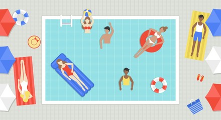 Summer Holiday, Top view Swimming pool vector