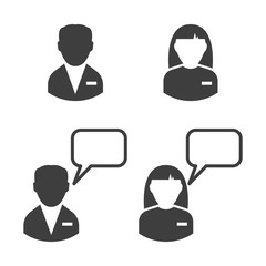 Staff icon. Man and woman. Chat with a man and a woman. Vector on a poor background