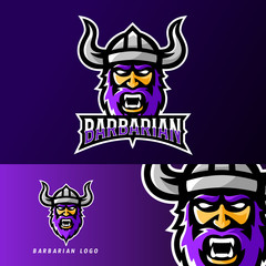 Barbarian viking sport or esport gaming mascot logo template