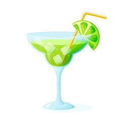 Margarita cocktail with lime. Vector illustration.
