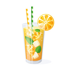 Orange cocktail isolated on white background