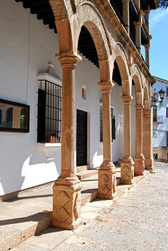 Arches on the front of the Santa Maria La Mayor Church in the old town, Ronda, Spain.