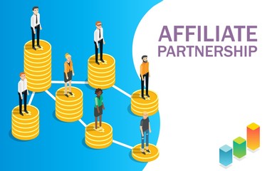 Affiliate partnership concept vector flat isometric illustration