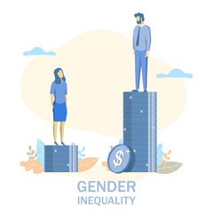 Gender inequality, vector flat style design illustration