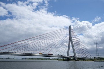 Poland, Gdansk - two bridges - cable-stayed bridge on the Vistula river.