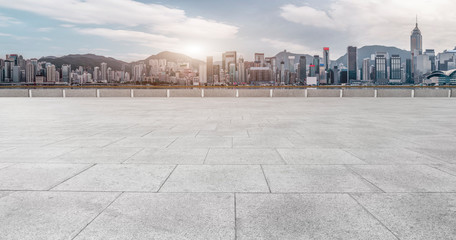 Urban skyscrapers with Architecture  Plaza and floor tiles