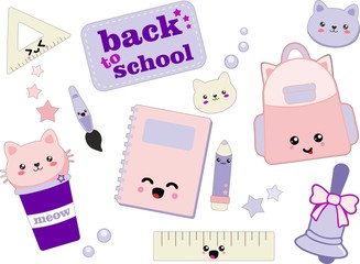 Kawaii cute school elements