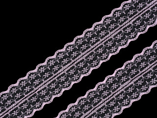 Pink laces on black background