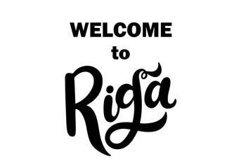 Riga Latvia. Hand drawn lettering. Vector illustration