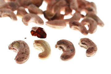 cashew nuts in a row