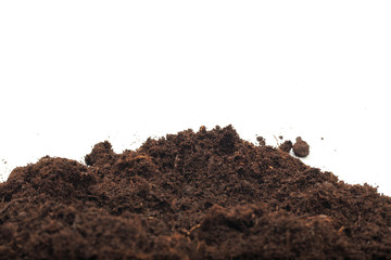 pile of soil isolated on white background - Image .