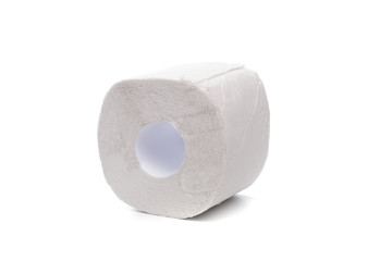 Roll of toilet paper or tissue isolated on white background .