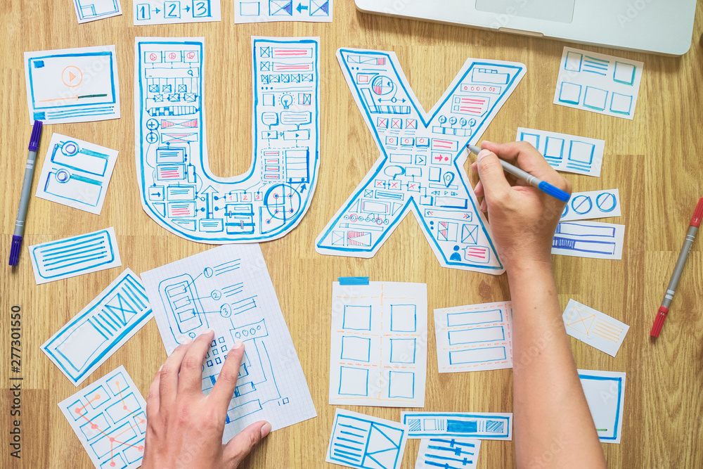 Wall mural ux designer creative prototype graphic planning application development for web mobile phone . user 