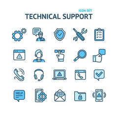 Technical Support Signs Color Thin Line Icon Set. Vector