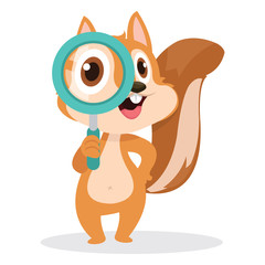 Cute squirrel use a magnifying glass to find his food © sisti