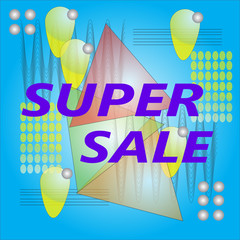 Super sale banner, colorful and playful design