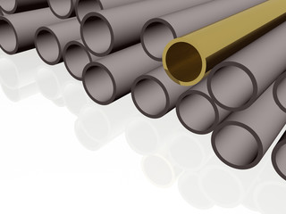 Gold and grey pipes