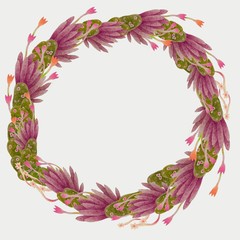 Wreath flower frame ,nature,illustration,gard,background,painting,hand drawing,digital art,space for text