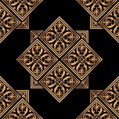 Royal pattern seamless vector. Islamic tile luxury background. Gold black design for beauty spa, wedding party, yoga wallpaper, gift packaging, wrapping paper texture, backdrop.