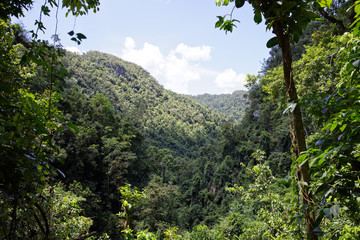 Topes de Collantes, Cuba - July 19, 2018: Beautiful view of the El Nicho valley, an area belonging to the national park Topes de Collantes, Cuba