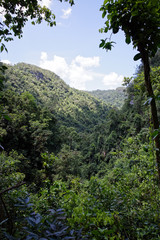 Topes de Collantes, Cuba - July 19, 2018: Beautiful view of the El Nicho valley, an area belonging to the national park Topes de Collantes, Cuba