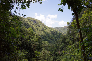 Topes de Collantes, Cuba - July 19, 2018: Beautiful view of the El Nicho valley, an area belonging to the national park Topes de Collantes, Cuba
