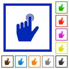 left handed clicking gesture flat framed icons