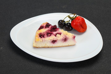 Cheesecake with cherry served strawberry