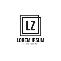 Initial LZ logo template with modern frame. Minimalist LZ letter logo vector illustration