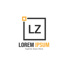 Initial LZ logo template with modern frame. Minimalist LZ letter logo vector illustration