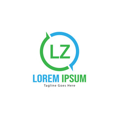 Initial LZ logo template with modern frame. Minimalist LZ letter logo vector illustration