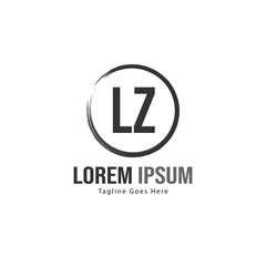 Initial LZ logo template with modern frame. Minimalist LZ letter logo vector illustration