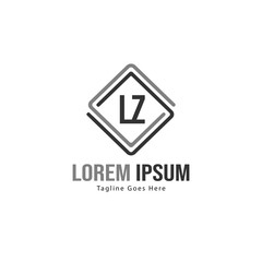 Initial LZ logo template with modern frame. Minimalist LZ letter logo vector illustration - obrazy, fototapety, plakaty