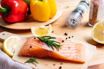 Selection of healthy food for heart on wooden background