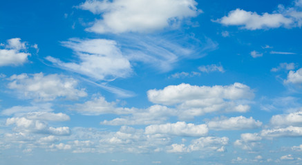 Blue sky clouds background. Beautiful landscape with clouds on sky