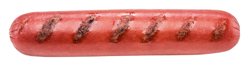 Grilled sausage isolated on white background. File contains clipping path.