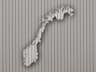 Karte von Norwegen auf Wellblech