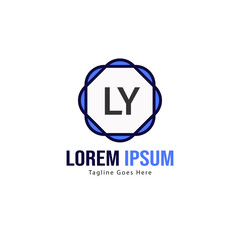 Initial LY logo template with modern frame. Minimalist LY letter logo vector illustration