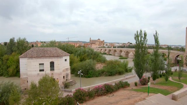 Mosque-Cathedral and the Roman Bridge with Callahora Tower (Torre de la Calahorra) in Cordoba, Andalusia, Spain