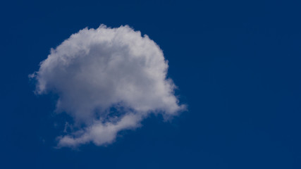 white clouds float across the blue sky