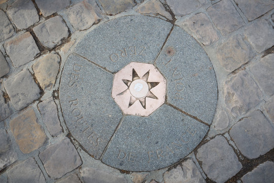 Paving stone indicating the point zero of the roads of France. All distances are measured from this point right in front of the Notre Dame cathedral