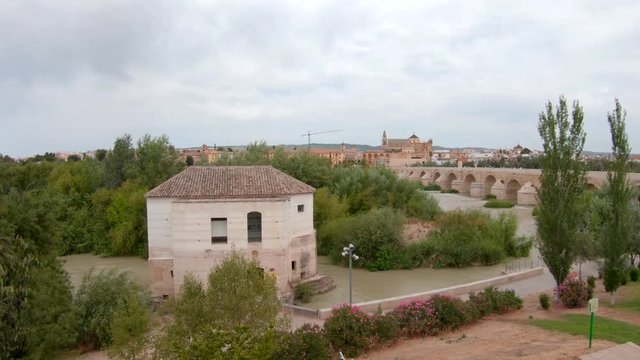 Mosque-Cathedral and the Roman Bridge with Callahora Tower (Torre de la Calahorra) in Cordoba, Andalusia, Spain